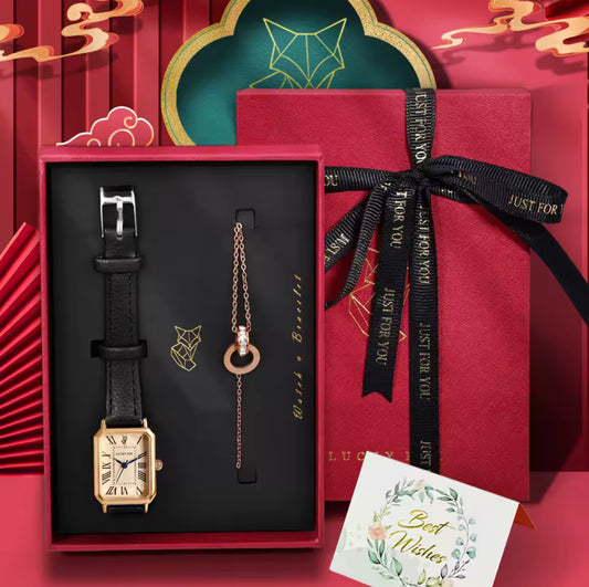 Lucky Fox Wristwatch & Bracelet Set