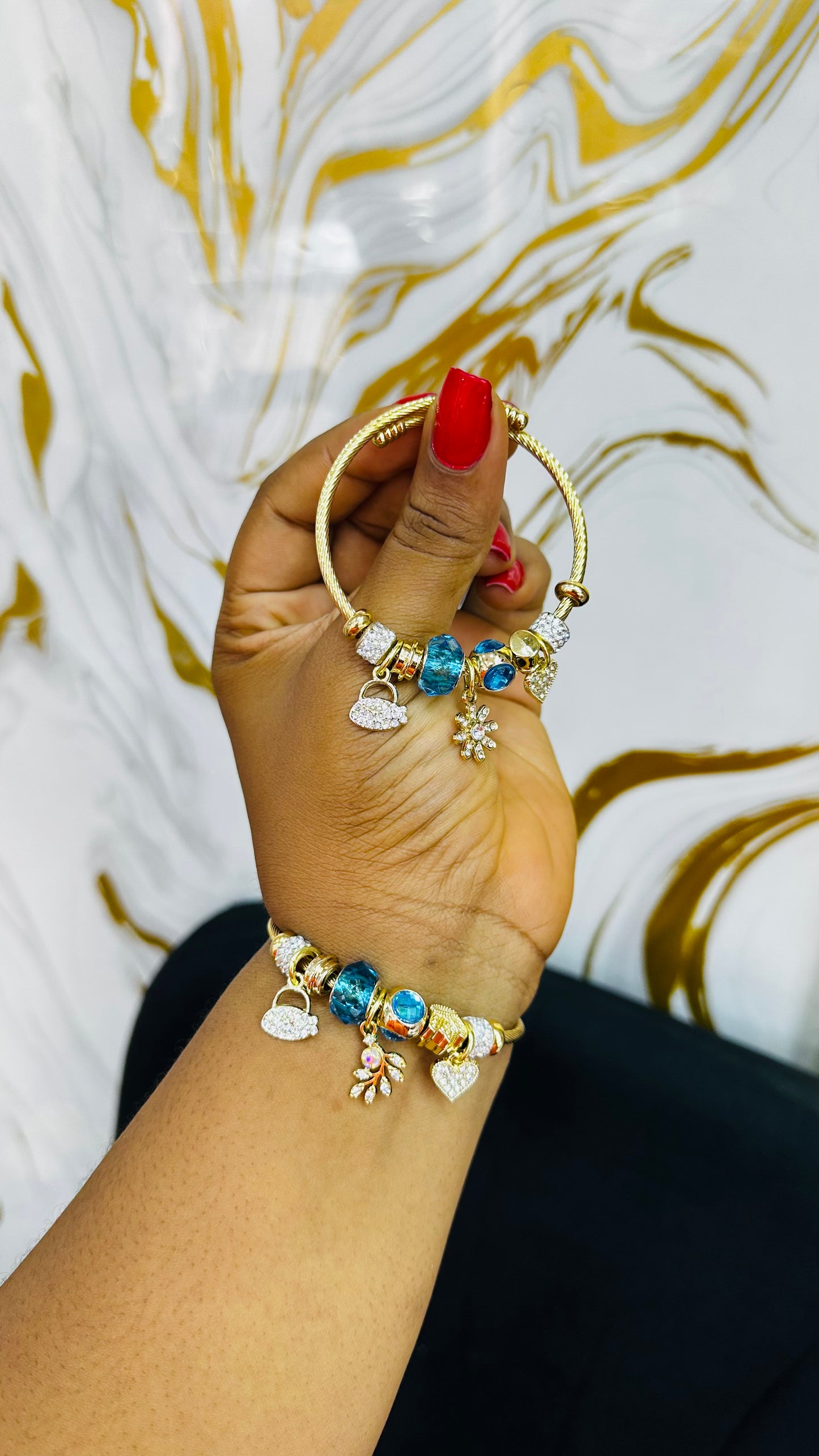 Colorful charm bangles