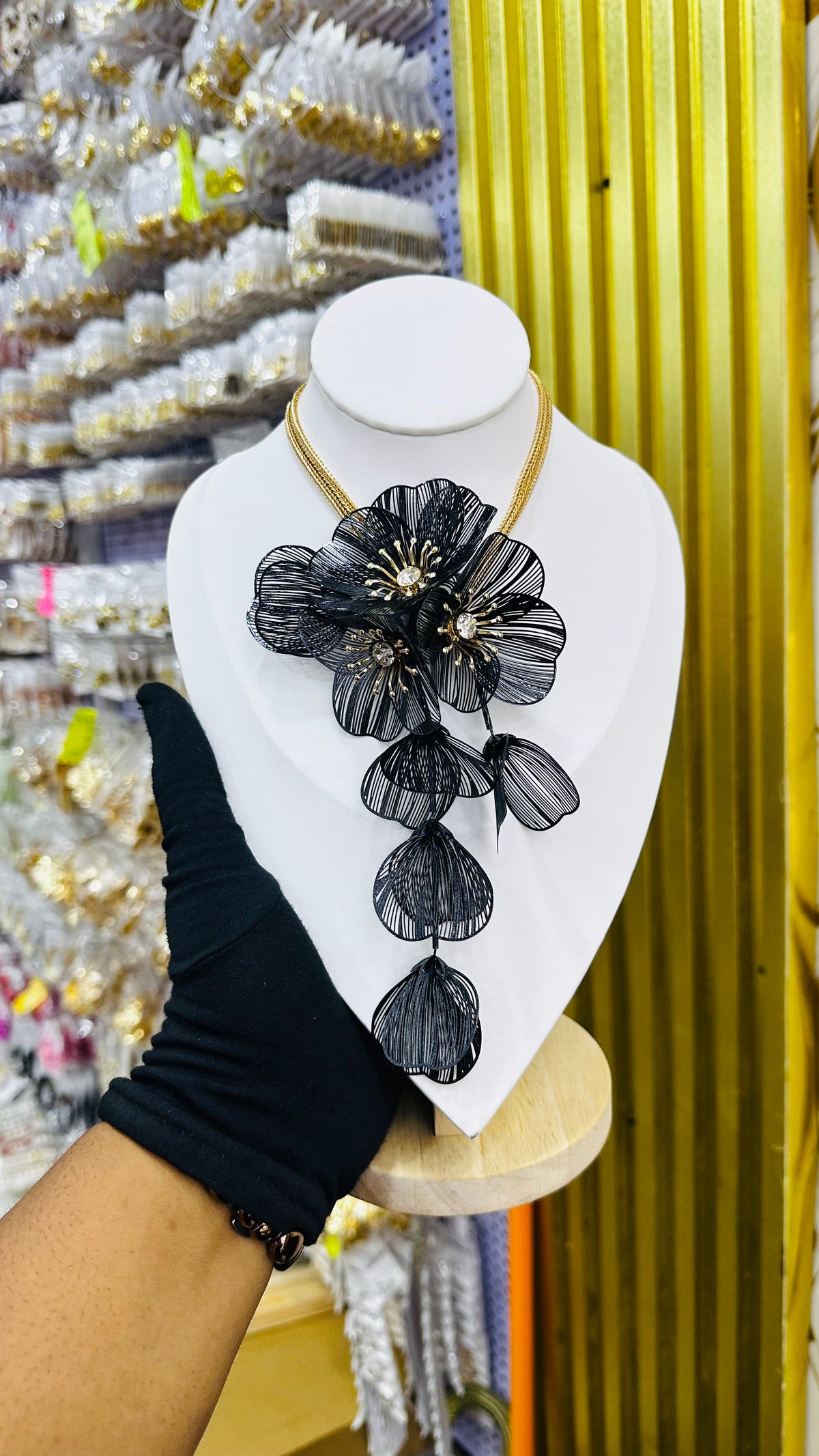 Floral Mesh Statement Necklace