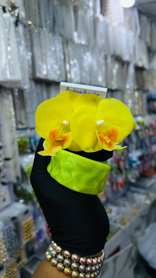 Ceramic Bangles & Floral Earrings