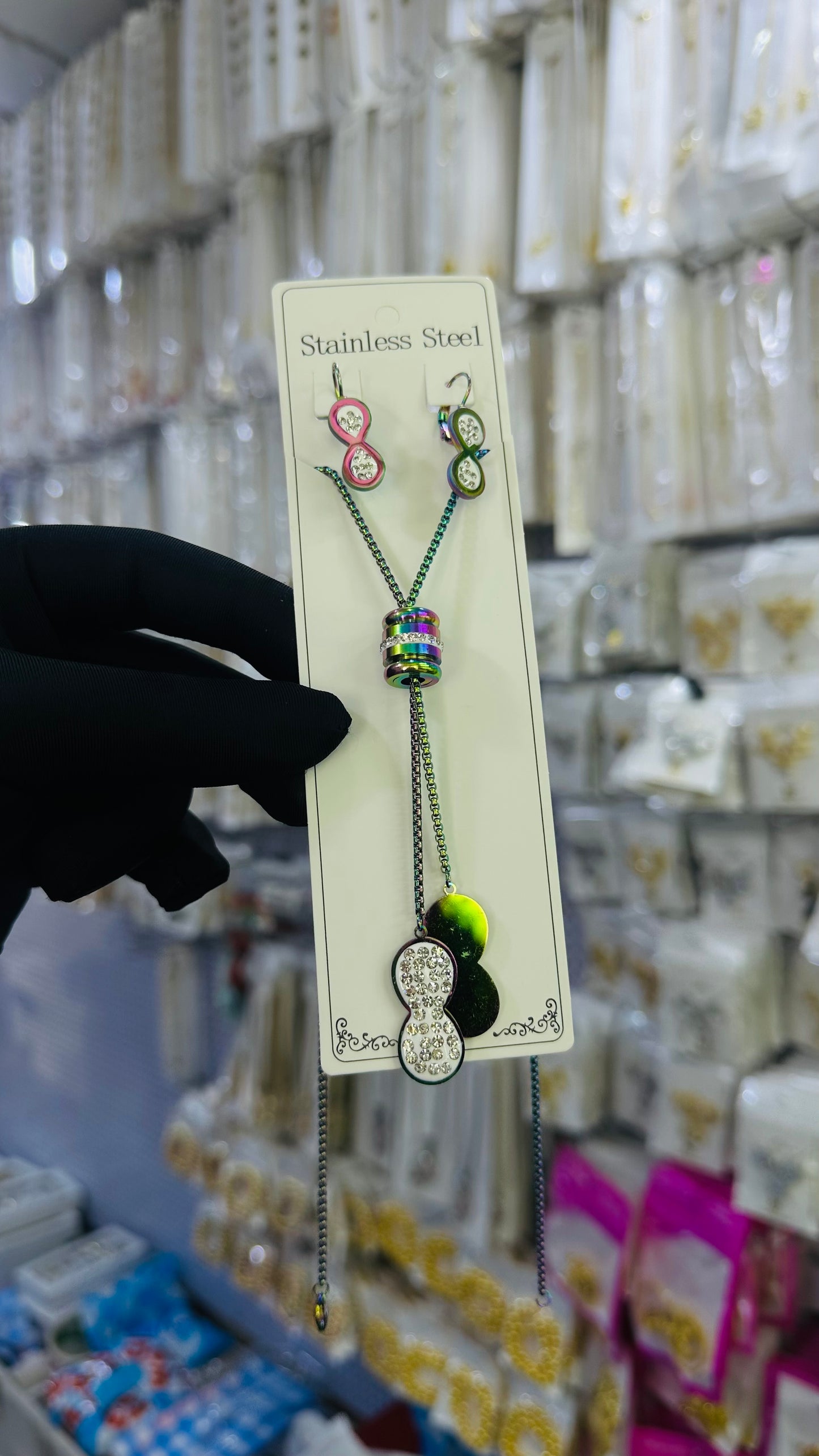 Long steel Necklace (rainbow color)