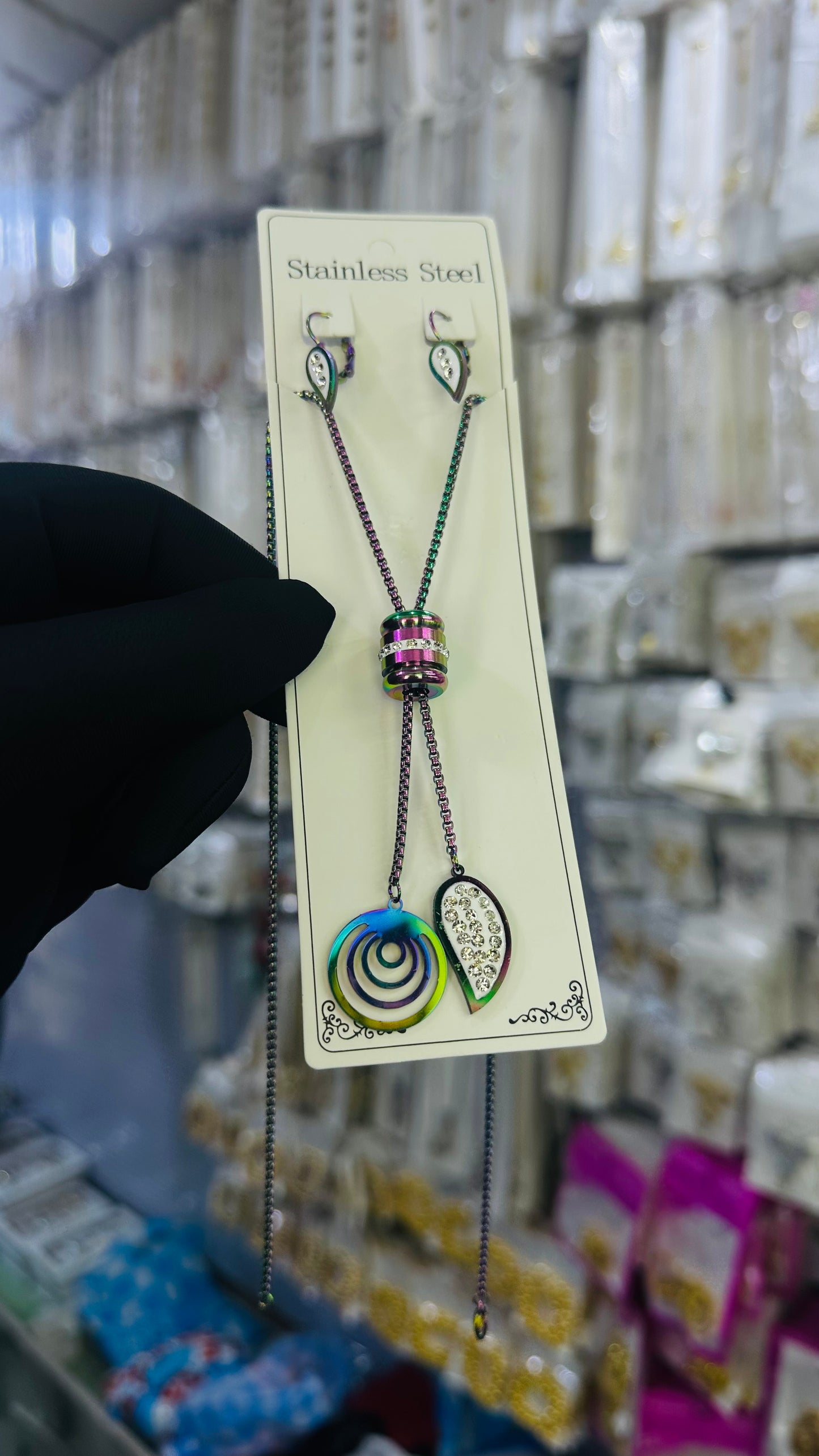 Long steel Necklace (rainbow color)