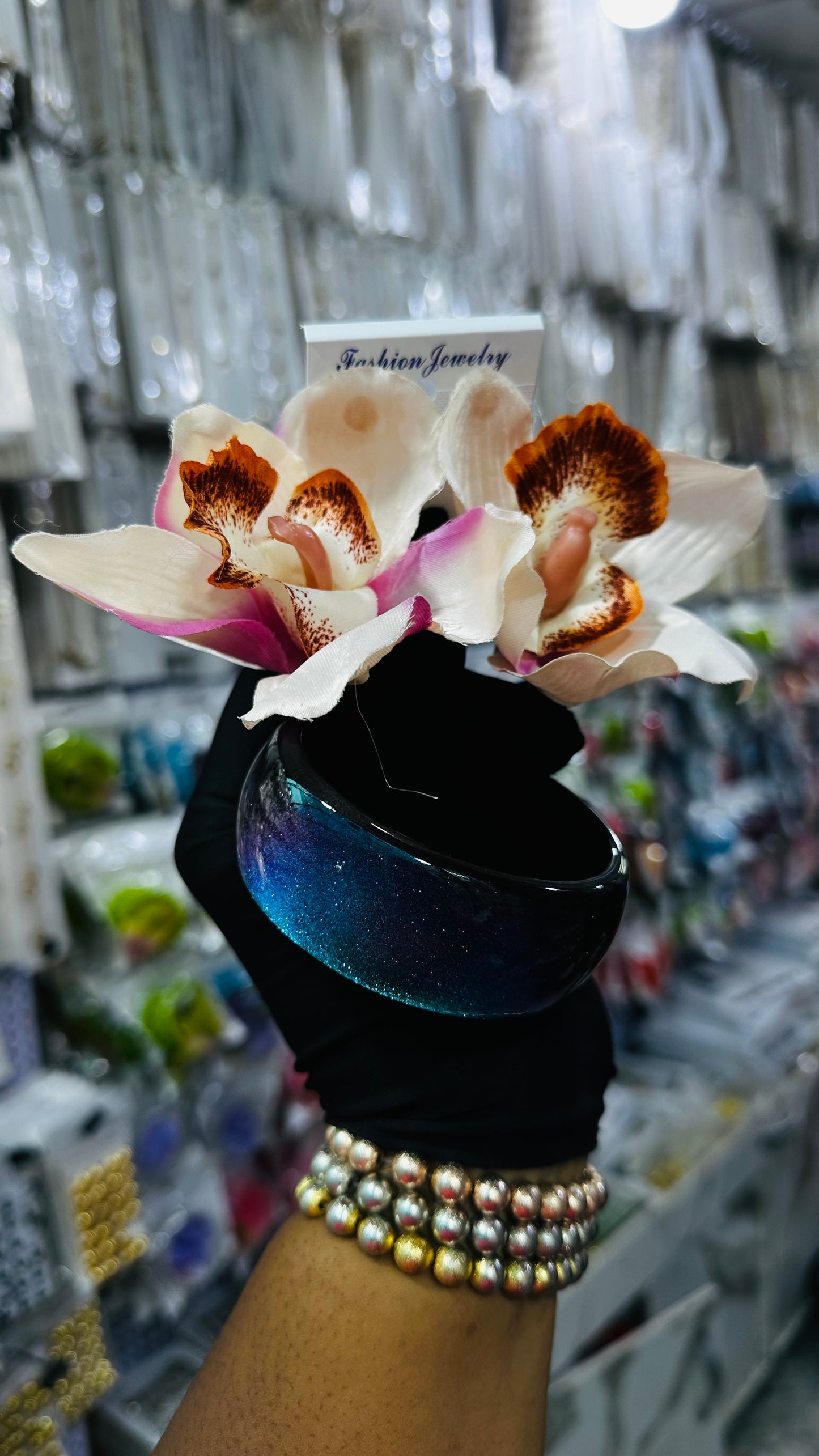 Ceramic Bangles & Floral Earrings