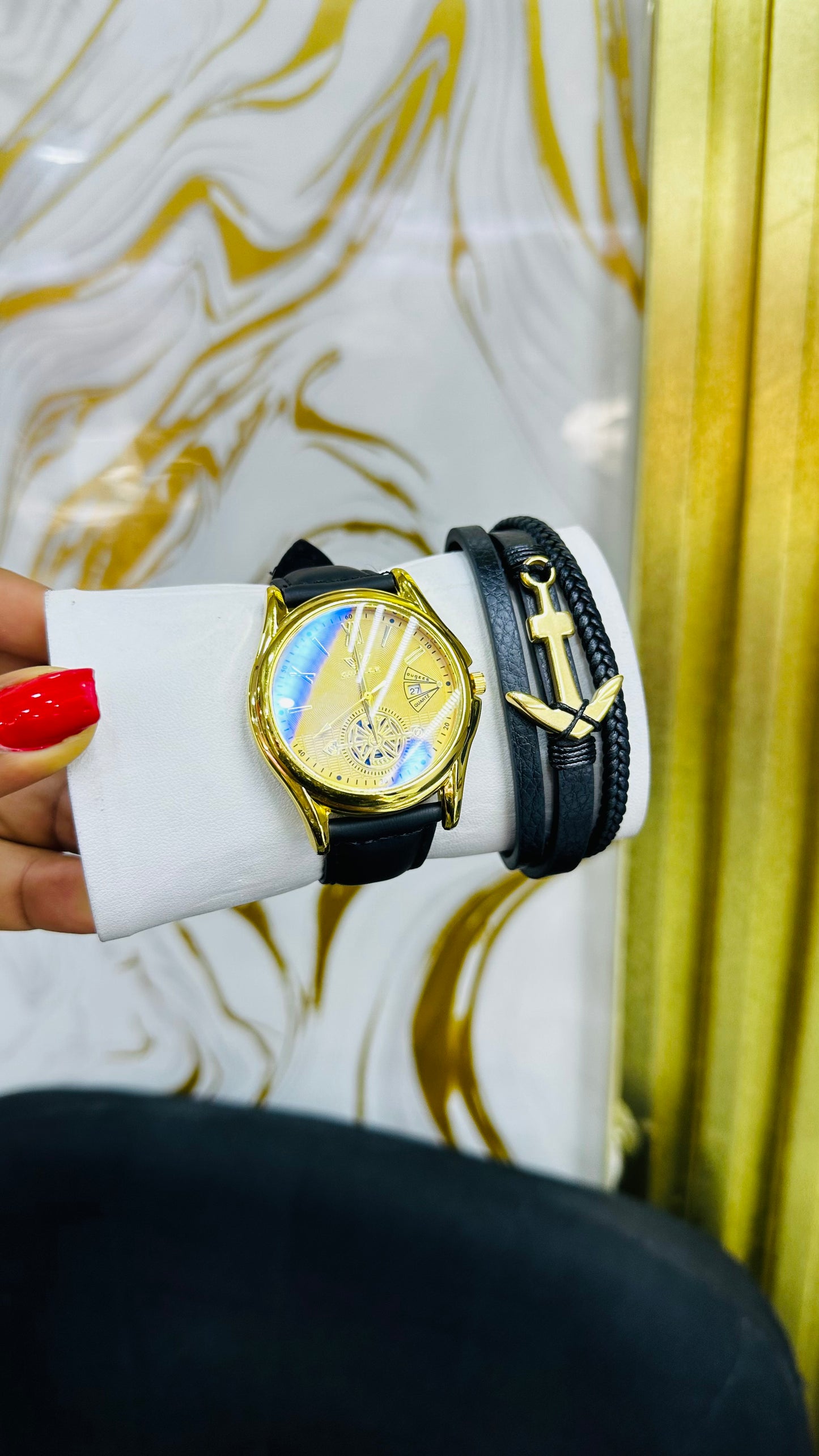 Leather Wristwatch & Bracelet set (boxed)