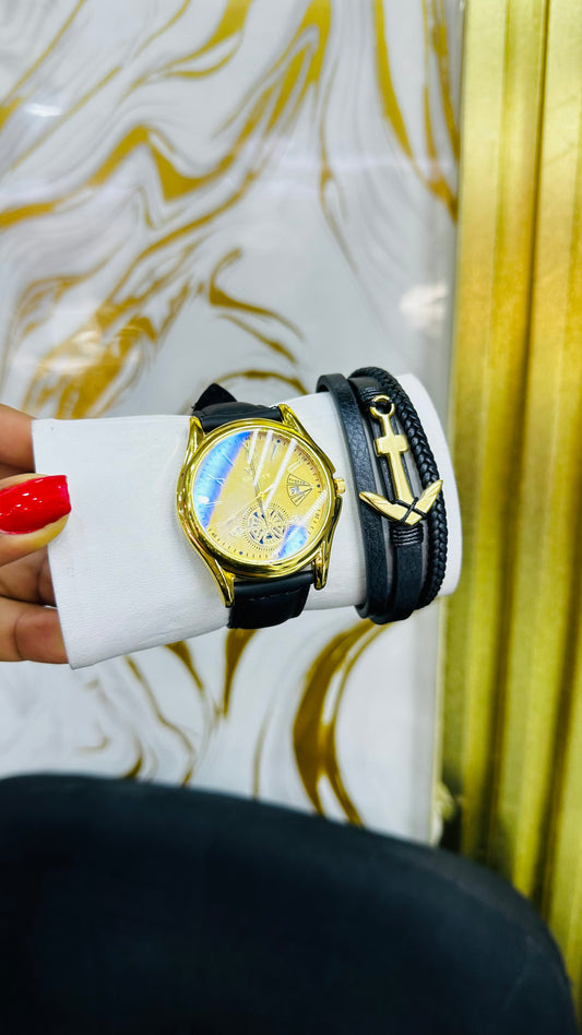 Leather Wristwatch & Bracelet set (boxed)