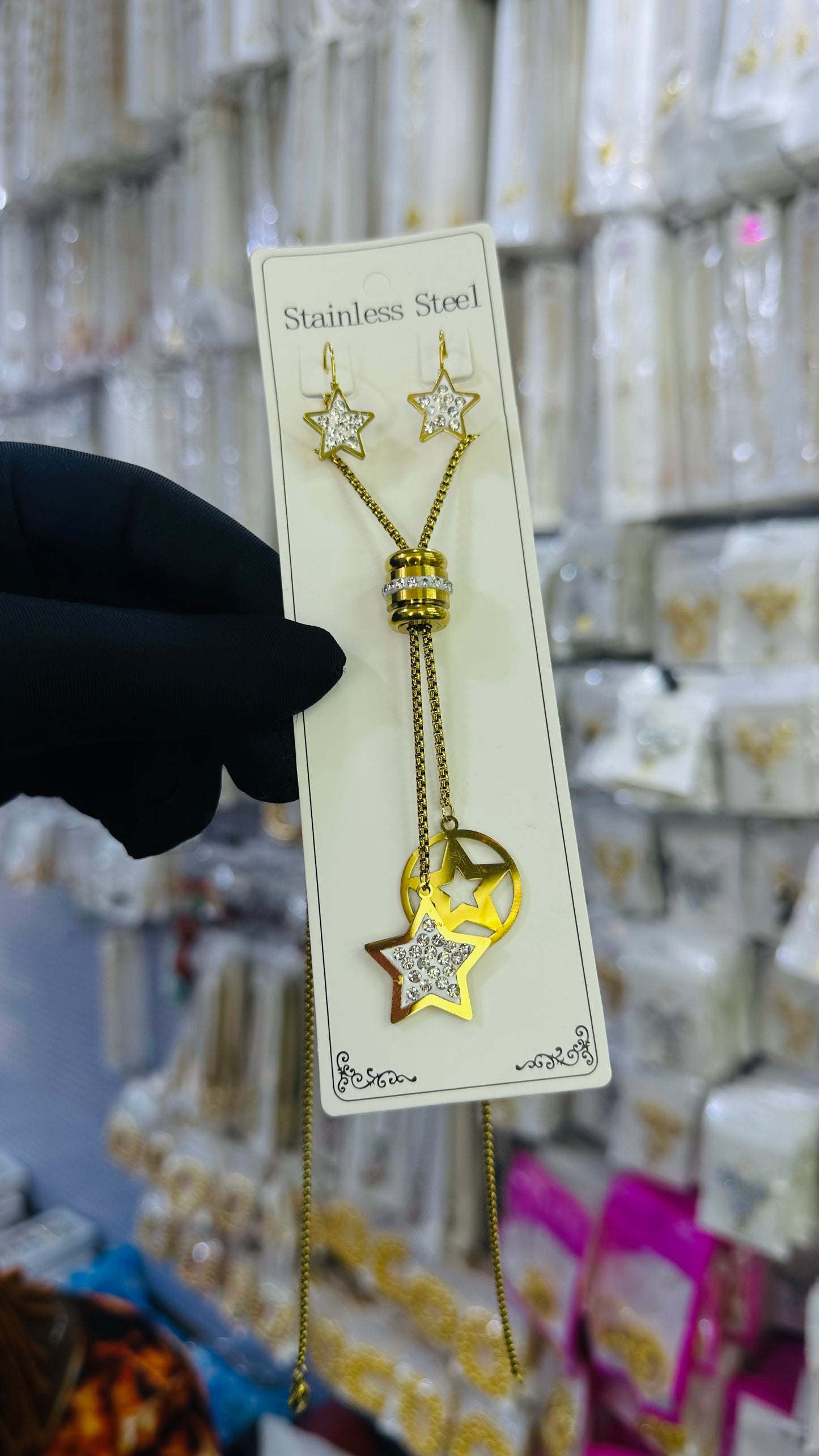 Long steel Necklace (gold color )