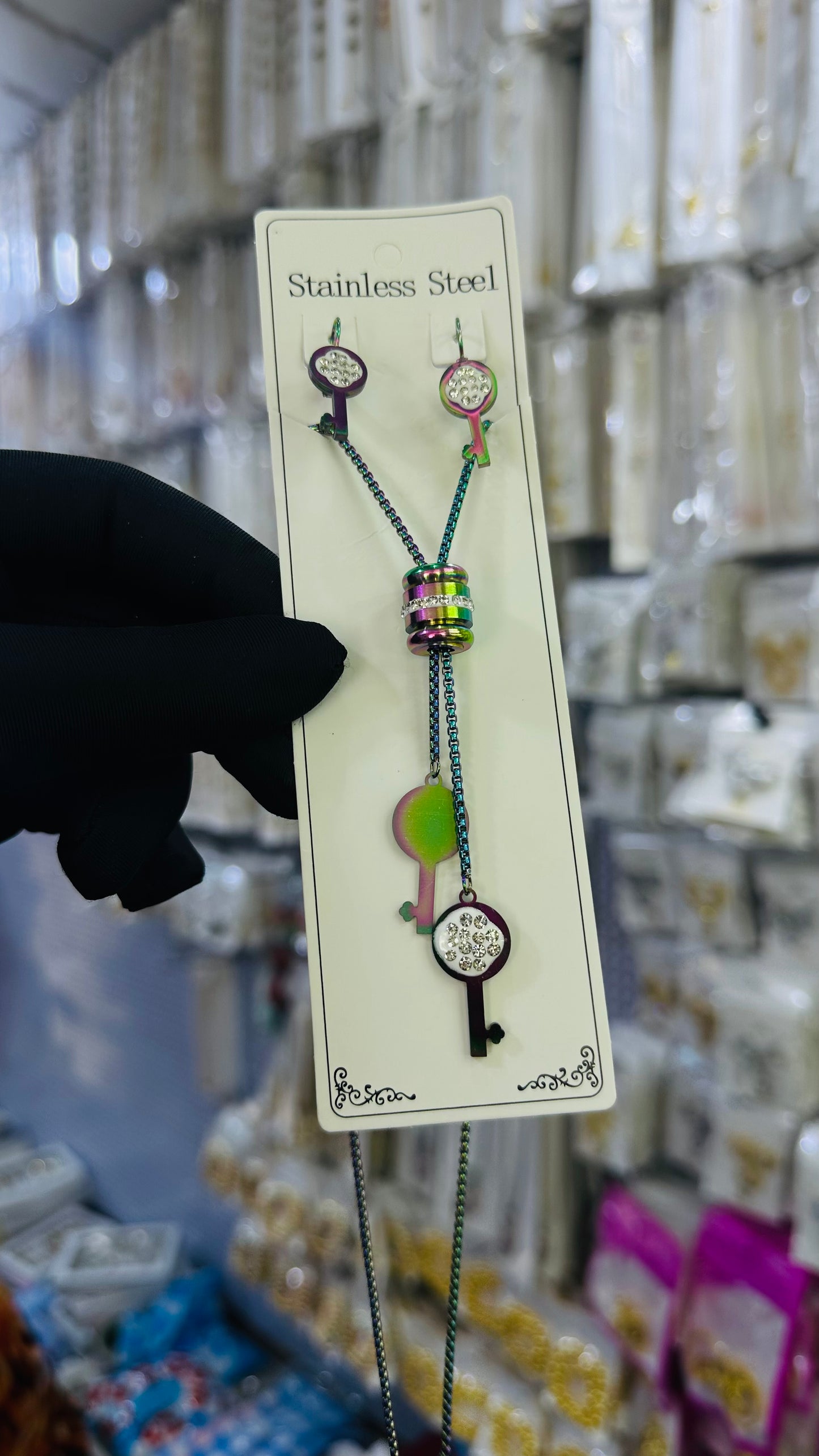 Long steel Necklace (rainbow color)