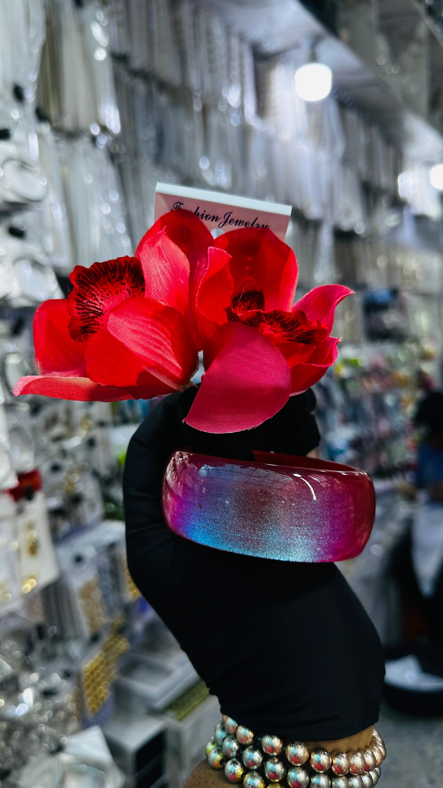 Ceramic Bangles & Floral Earrings