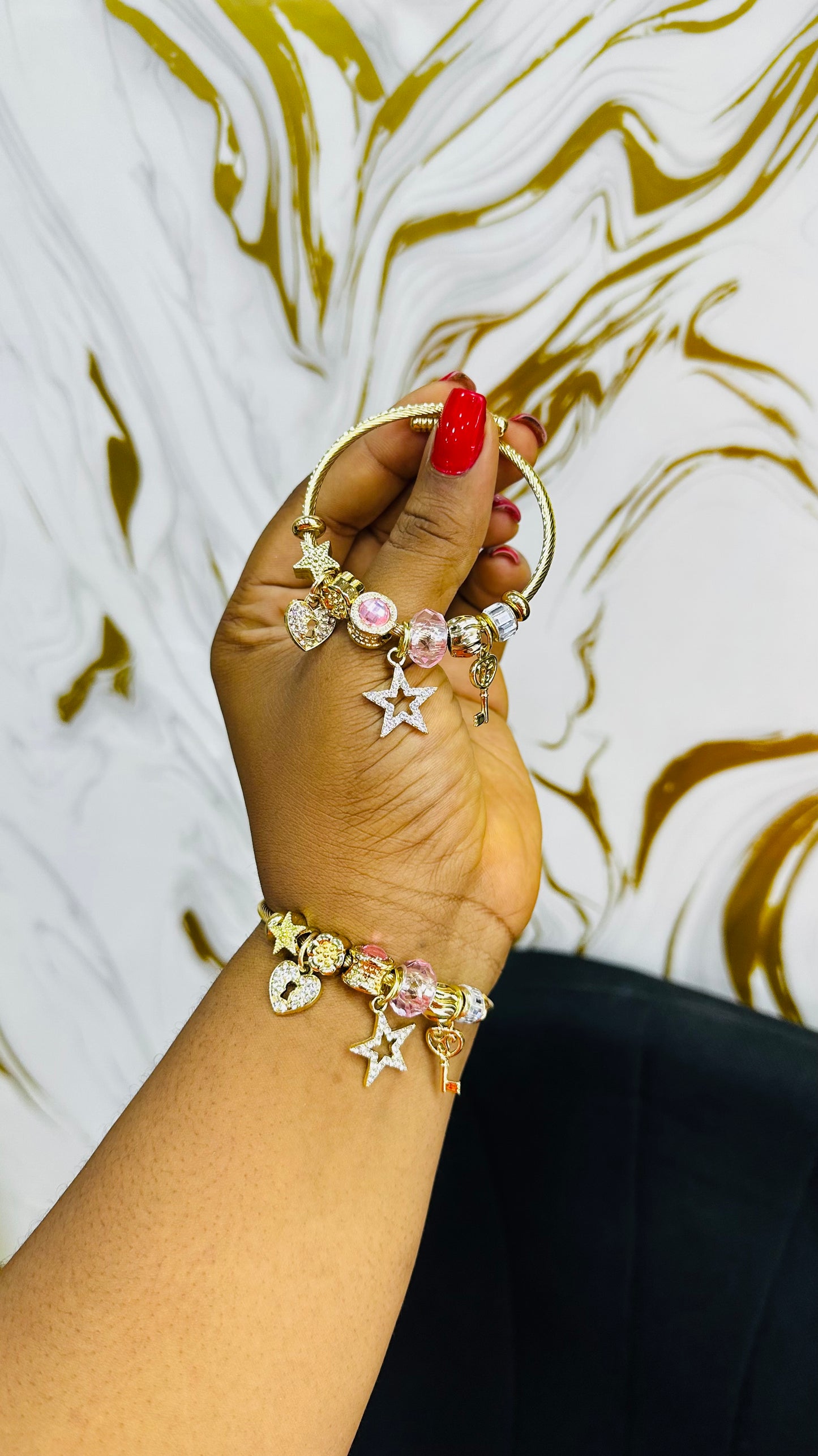 Colorful charm bangles