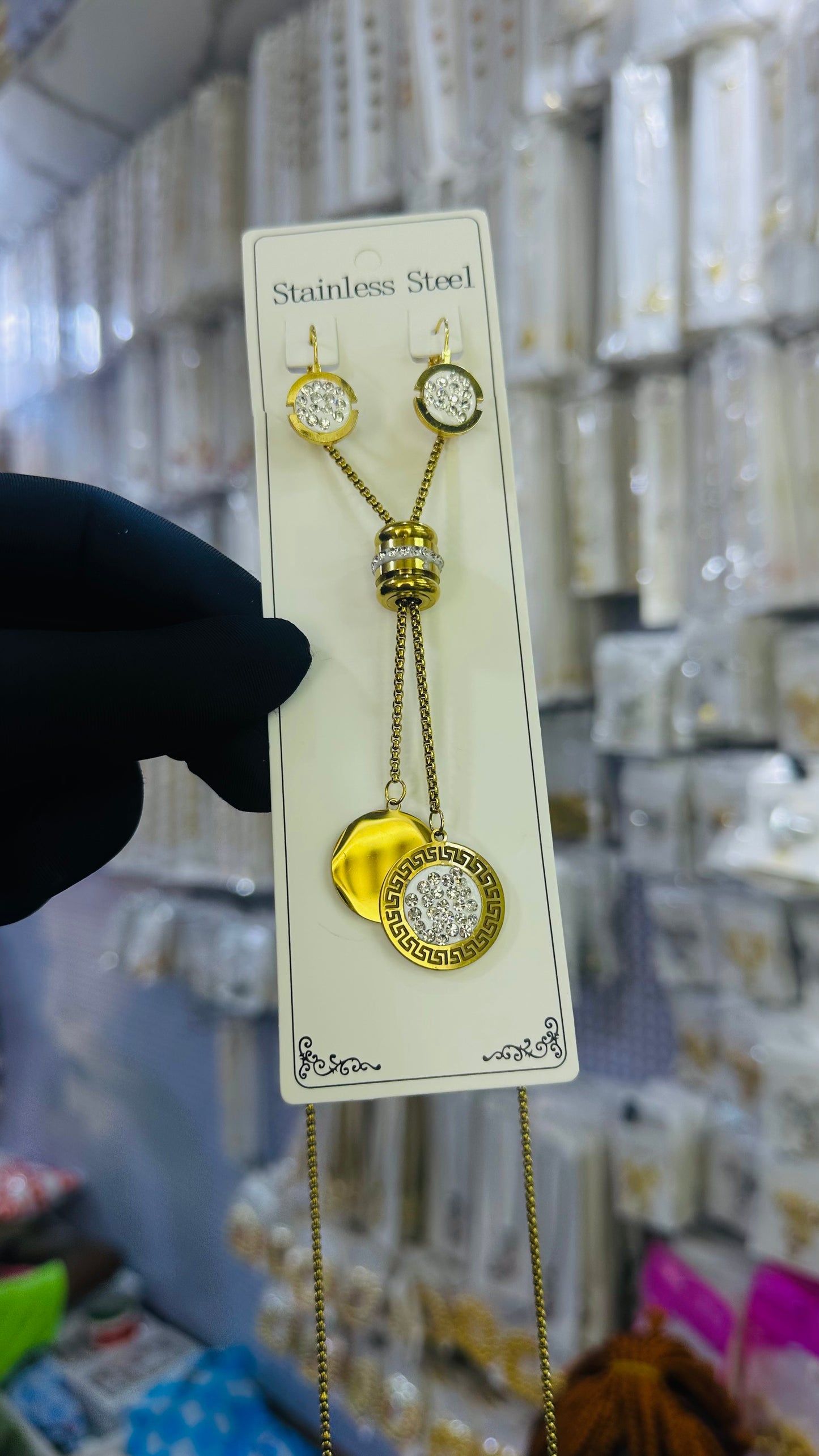 Long steel Necklace (gold color )