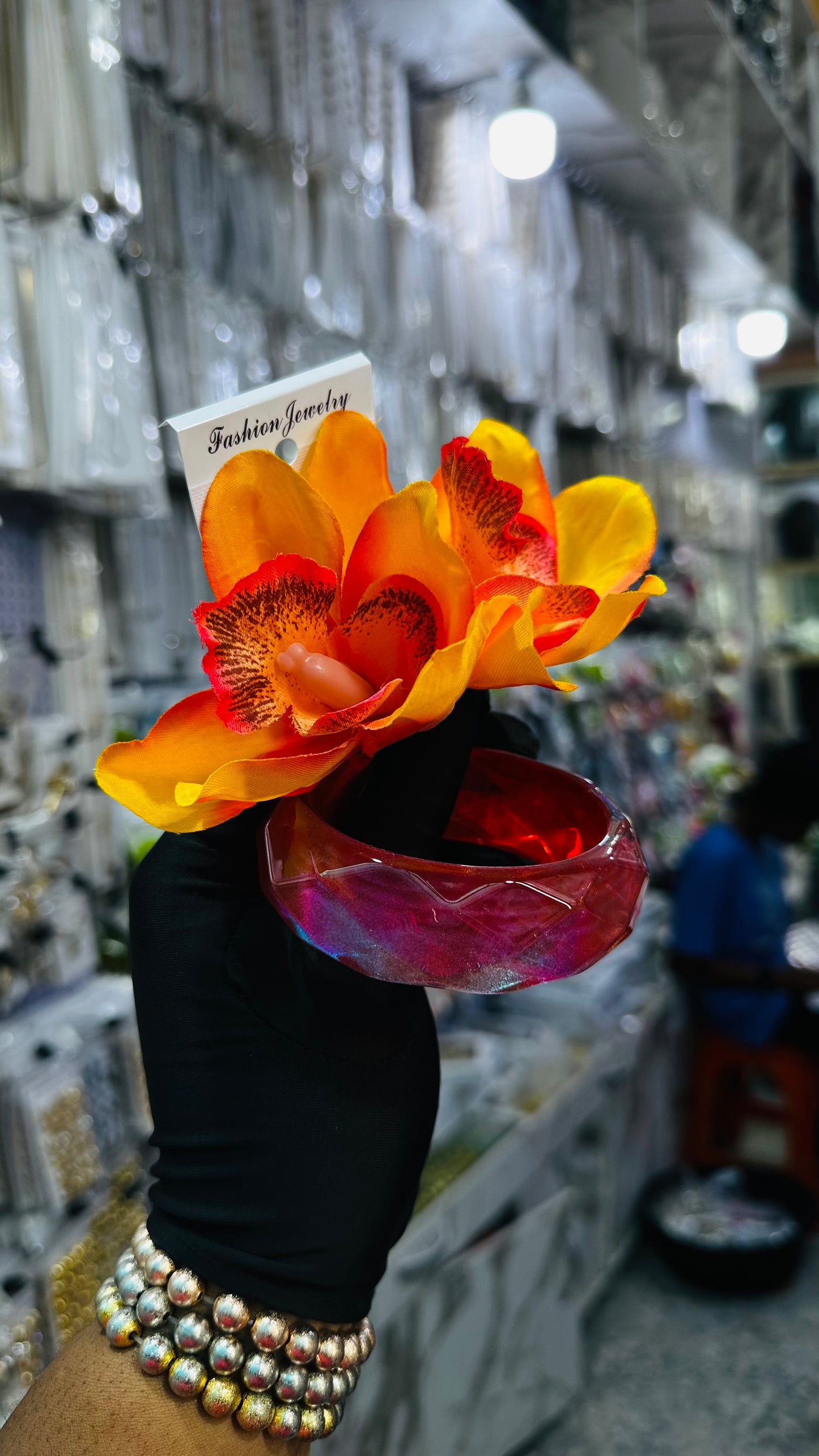 Ceramic Bangles & Floral Earrings