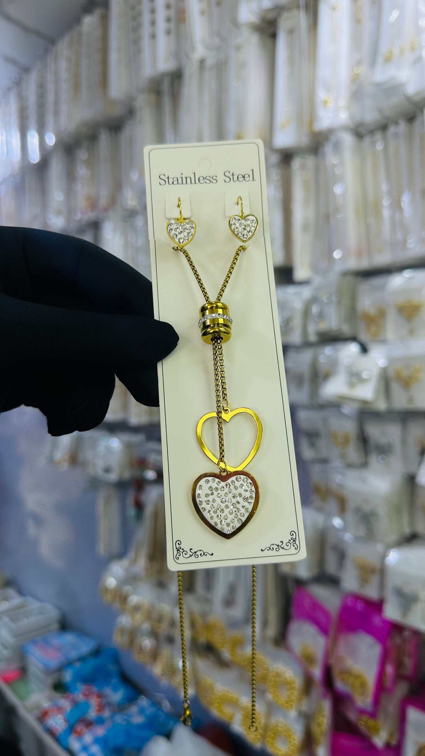 Long steel Necklace (gold color )