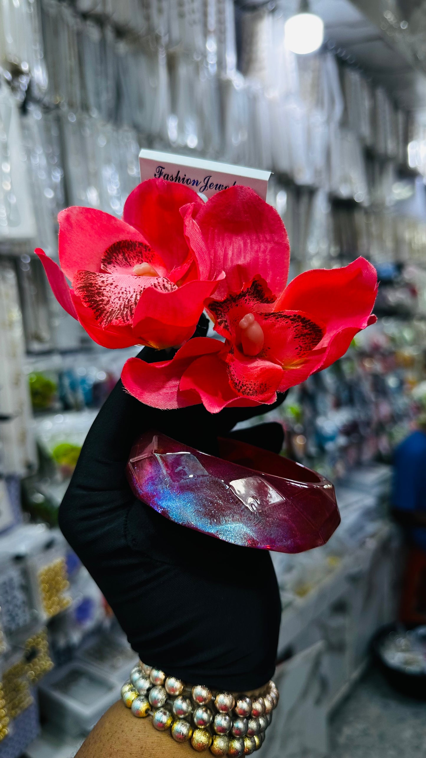 Ceramic Bangles & Floral Earrings