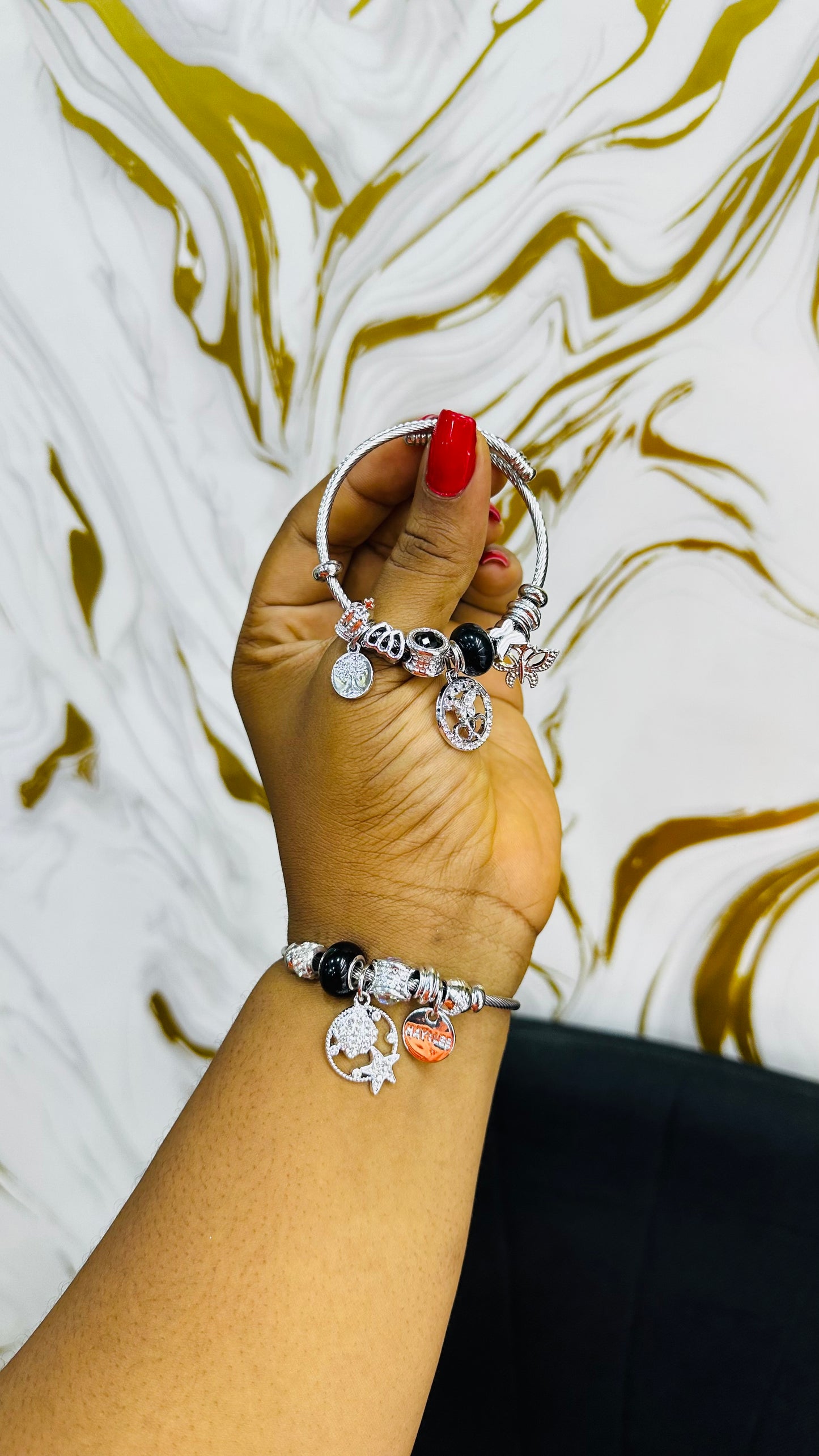 Colorful charm bangles