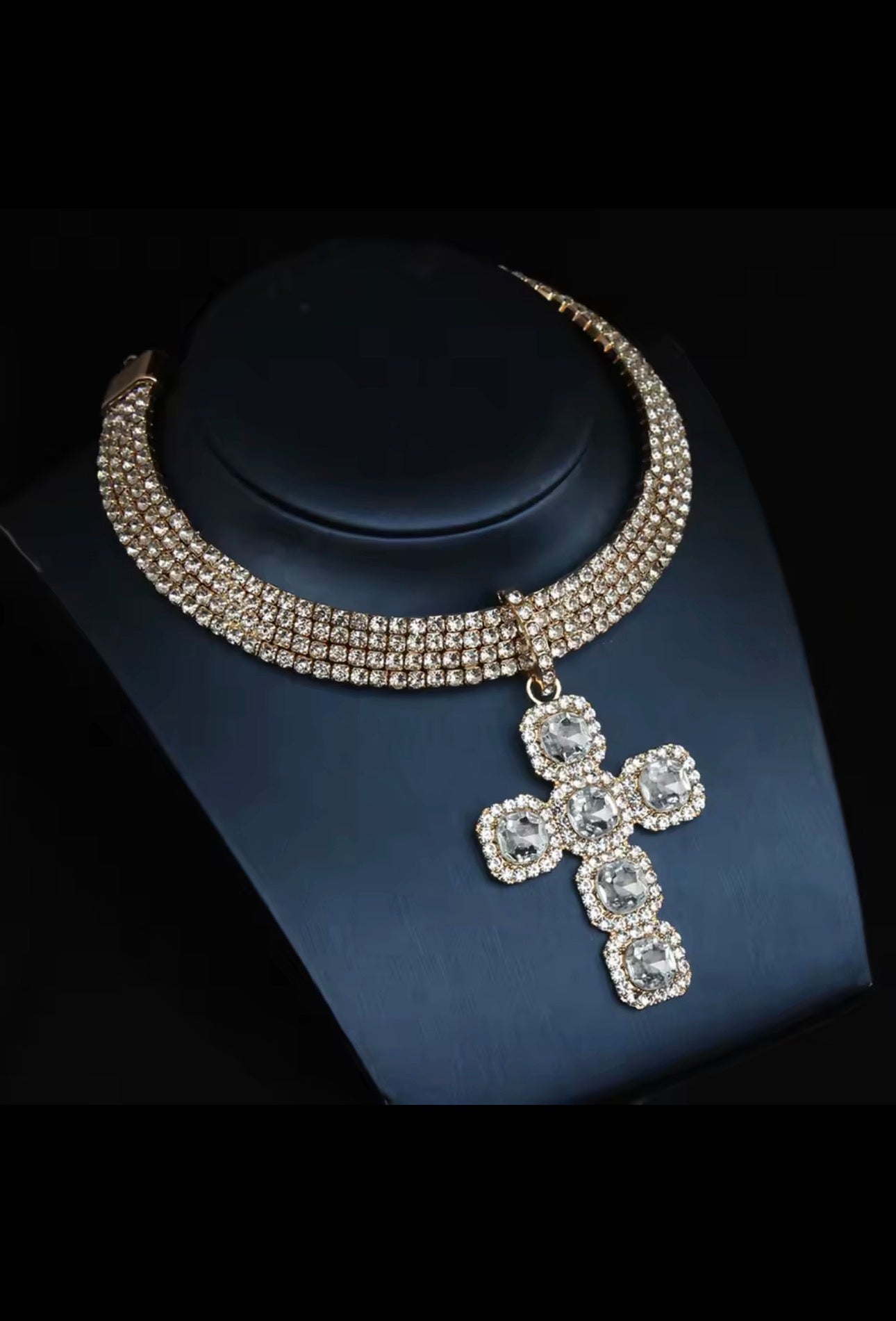 Rhinestone Cross Chocker