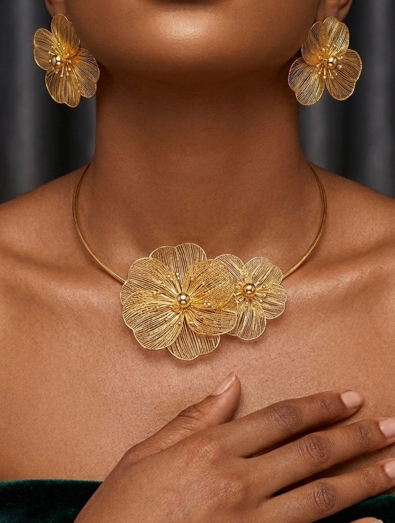 Flower cord Jewelry Set