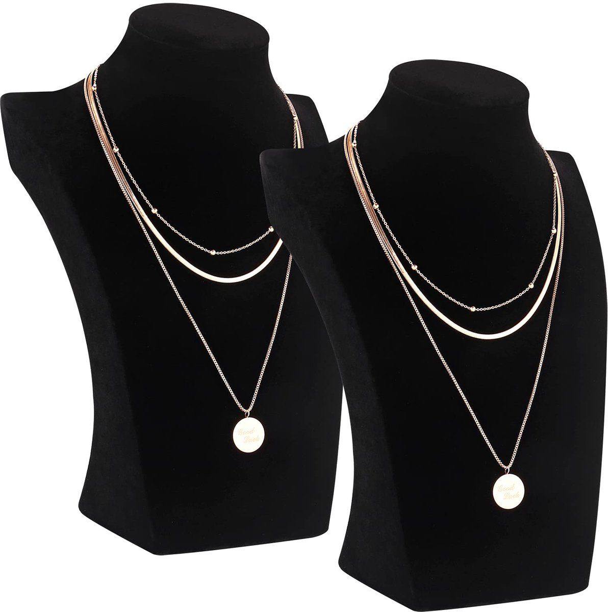 Suede necklace display